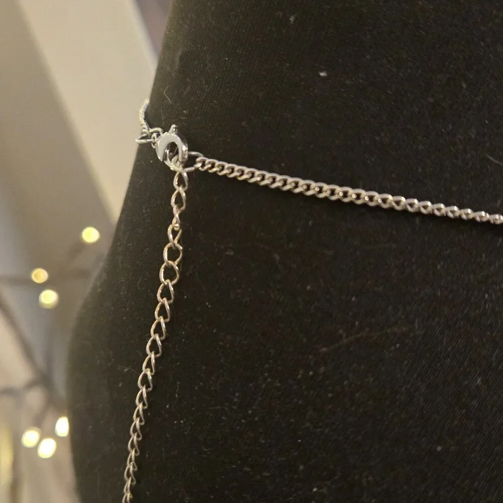 Bead & Chain Silver toned necklace - Extender clasp - Pre-Owned